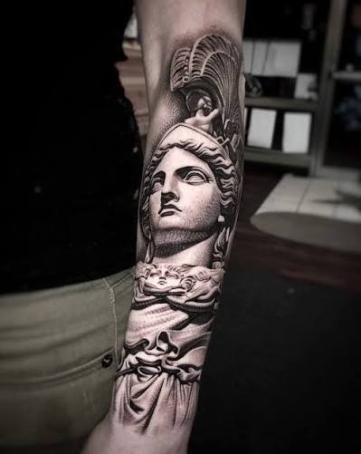 Tatuaje Black and Grey de escultura griega.
